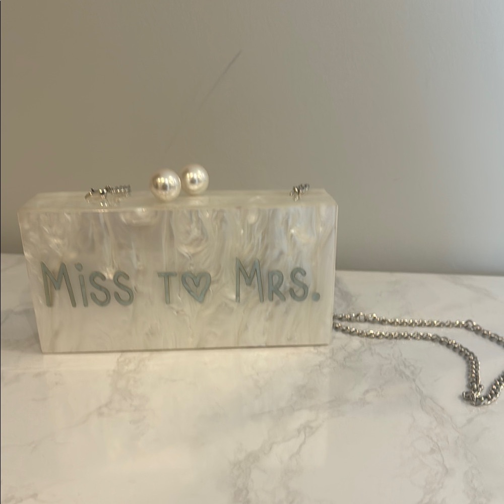 White Box-Style Clutch with Pearl Embellishments